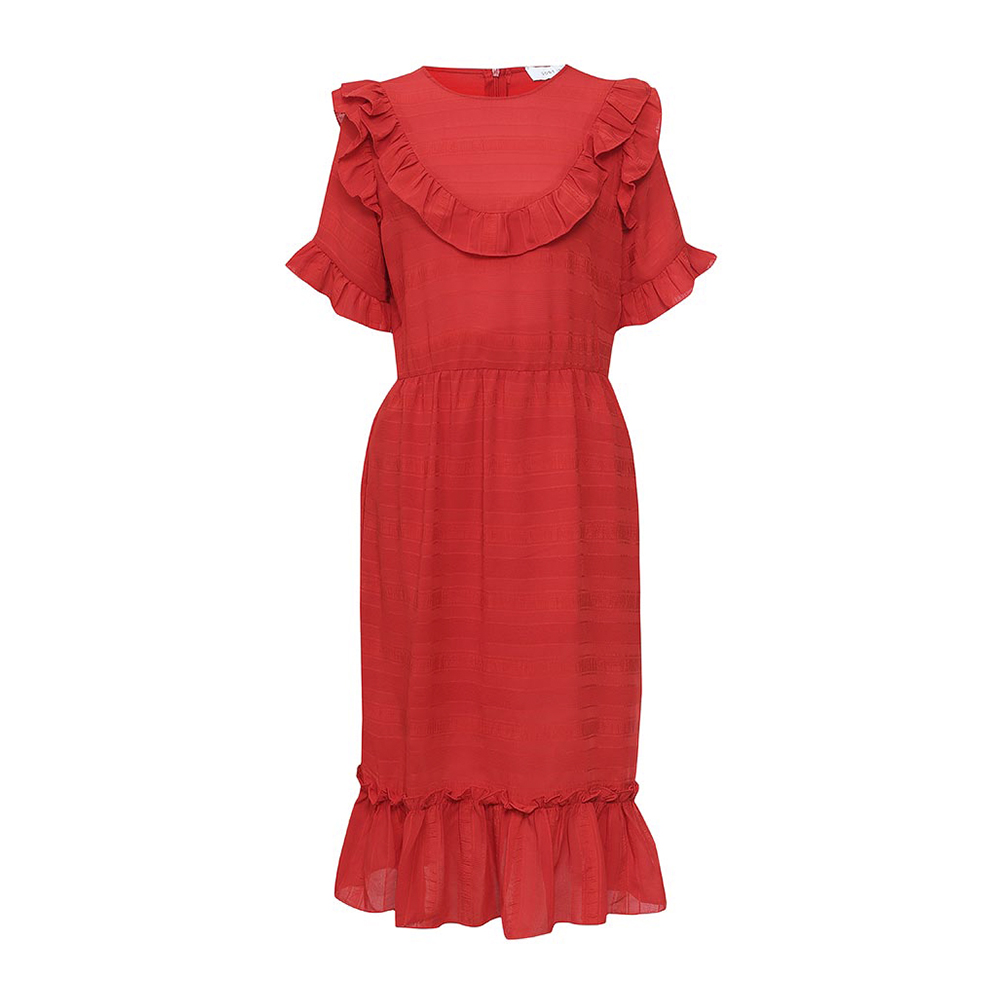 Cotton Cloud Blue Jay Basics SELF STRIPE RUFFLE DRESS